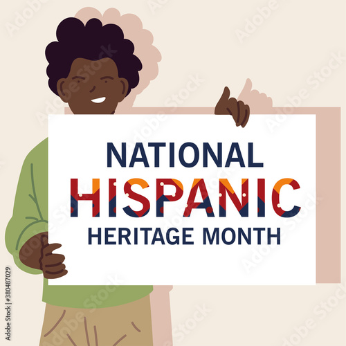 national hispanic heritage month with black man cartoon vector design