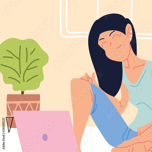 woman working remotely from her home