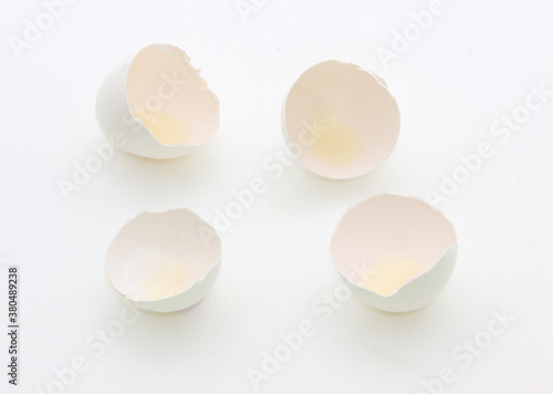 White egg shell halves in different positions