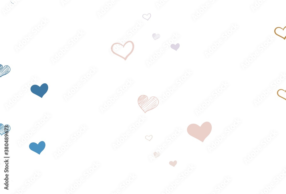 Light Blue, Yellow vector texture with lovely hearts.