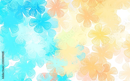 Light Blue  Yellow vector doodle layout with flowers