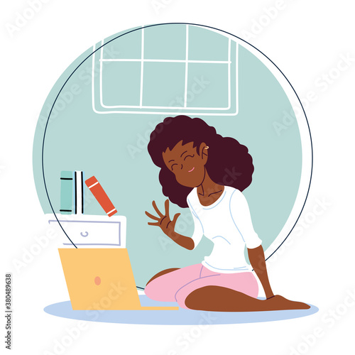 woman working remotely from her home