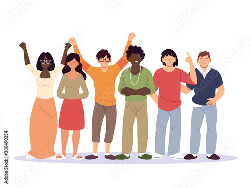 diversity of women and men cartoons vector design