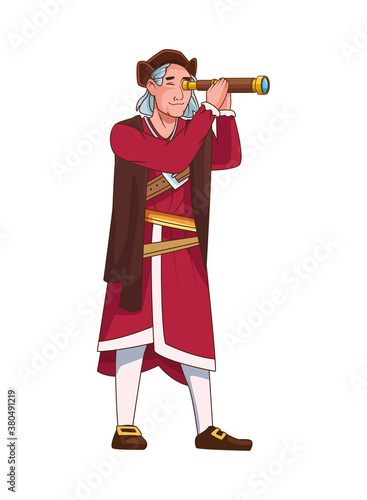 Christopher Columbus with telescope character