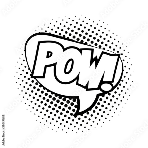 speech bubble with pow word pop art line style