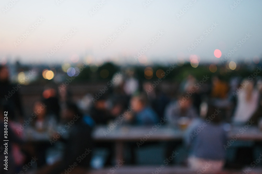 Blurred people and sunset over London Blurred people and sunset over London