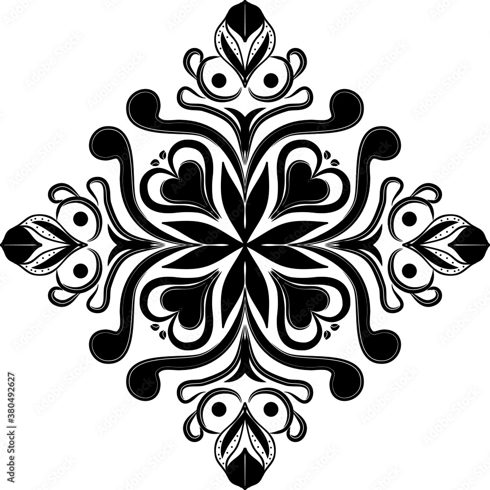 creative vector mandala design.simple mandala design in black color.