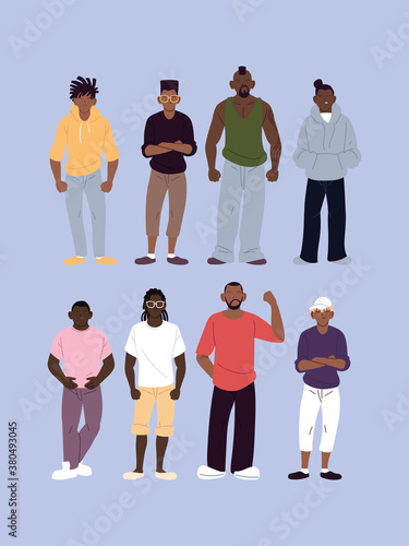 black men cartoons with urban style vector design