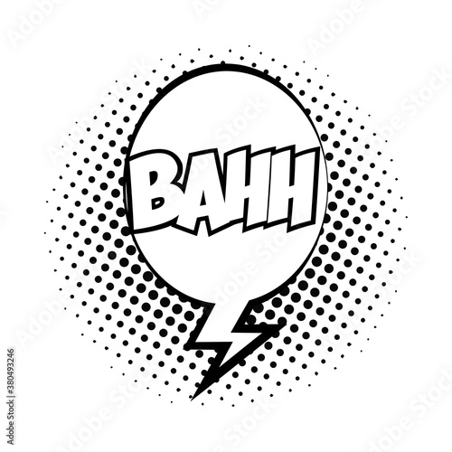 speech bubble with bahh word pop art line style