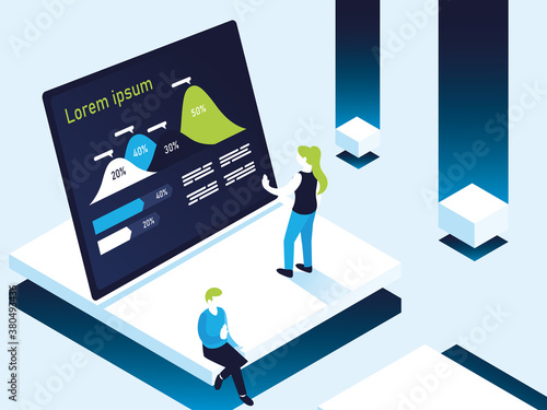 area chart infographic woman and man vector design