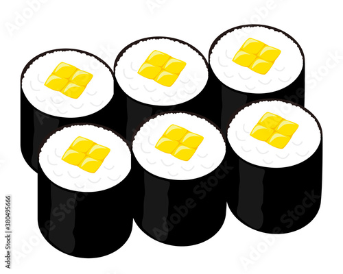 巻き寿司のベクターイラスト　かんぴょう巻き