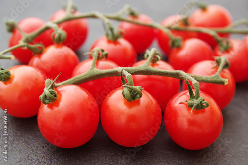 Wallpaper Mural Cherry tomato branch. Cherry tomatoes on a black background. Red tomatoes on a twig on a black background.	 Torontodigital.ca