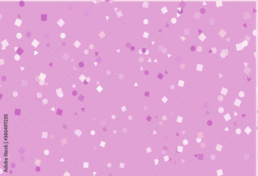 Light Purple vector template with crystals, circles, squares.
