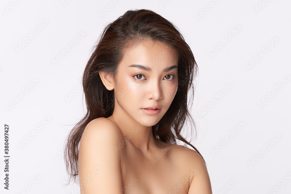 Beautiful young asian woman with clean fresh skin on white background, Face care, Facial treatment, Cosmetology, beauty and spa, Asian women portrait Beautiful young asian woman with clean fresh skin on white background, Face care, Facial treatment, Cosmetology, beauty and spa, Asian women portrait