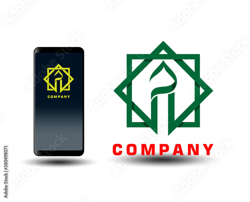 islamic logo design concept art with mosque tower and arabic letter