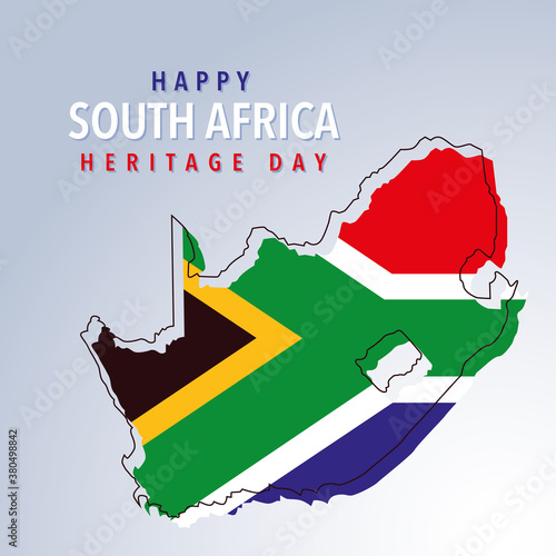 flag and map South Africa, happy South Africa heritage day