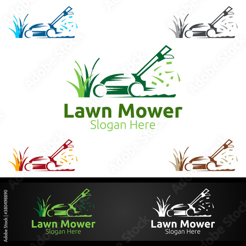 Lawn Mower Logo for Lawn Mowing Gardener Design