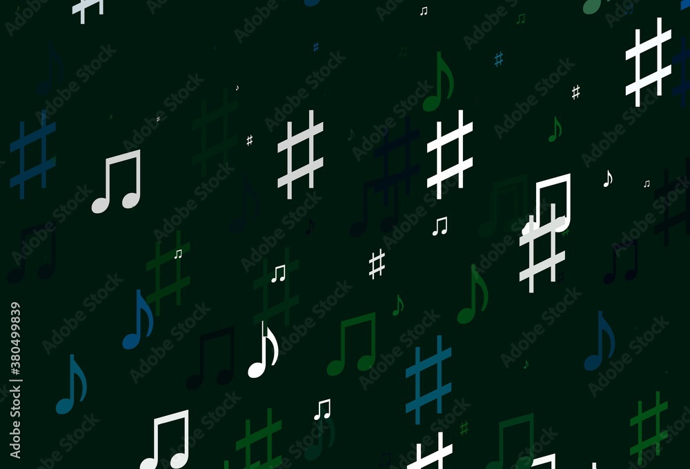 Light Blue, Green vector texture with musical notes. Light Blue, Green vector texture with musical notes.