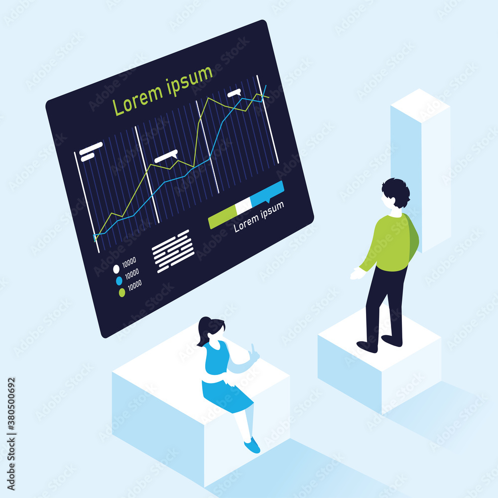increase line chart infographic woman and man vector design increase line chart infographic woman and man vector design