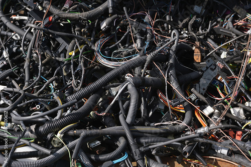 Automobile parts at a scrapyard photo