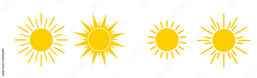 Fototapeta premium Set of sun icons illustration on white background