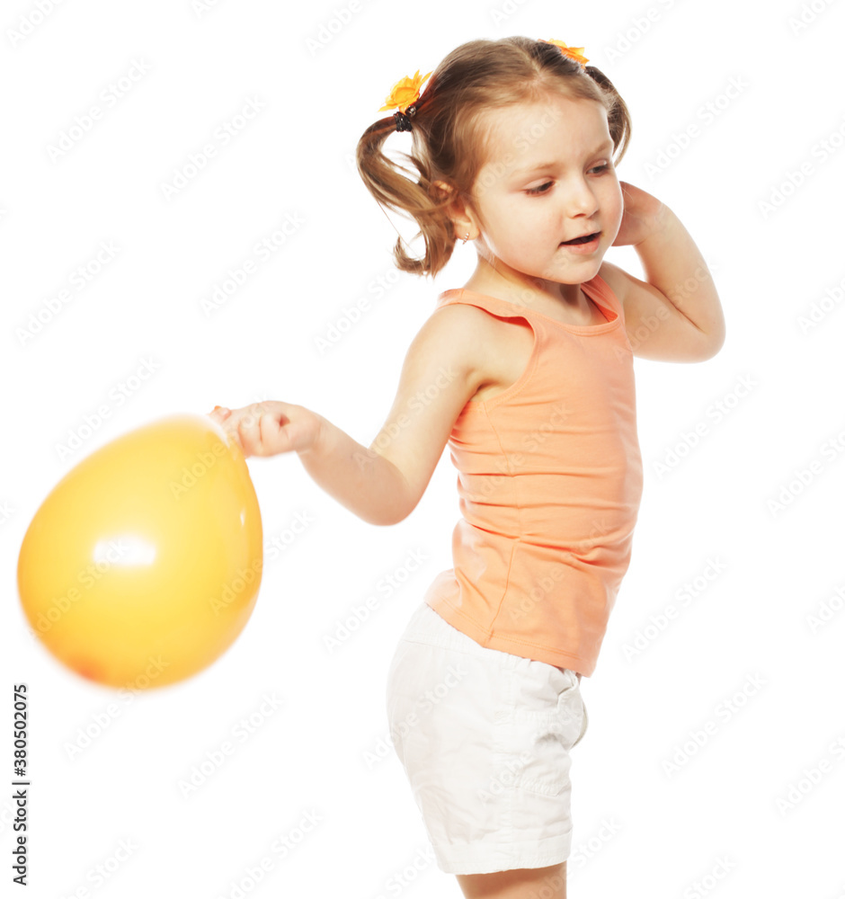 little girl with a orange balloon little girl with a orange balloon