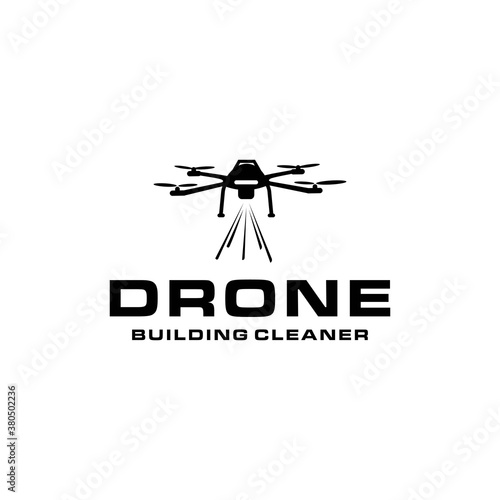 drone for building cleaner  logo design vector
