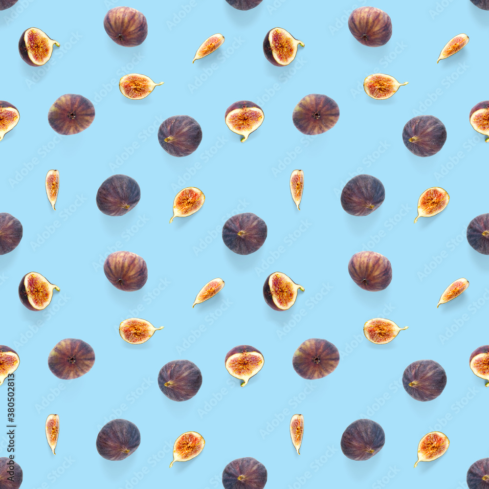 Seamless pattern with ripe figs. Tropical abstract background. Figs on the white background. Seamless pattern for print, textile, wallpapers Seamless pattern with ripe figs. Tropical abstract background. Figs on the white background. Seamless pattern for print, textile, wallpapers