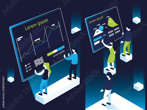 increase line and area charts infographics women and men vector design