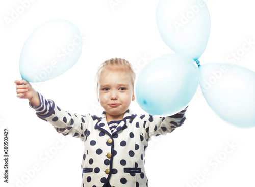 ittle girl with blue balloons © Raisa Kanareva