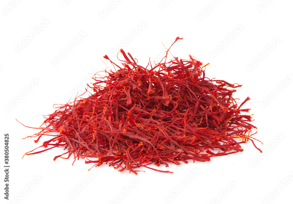 Naklejka premium saffron threads an isolated on white bakground