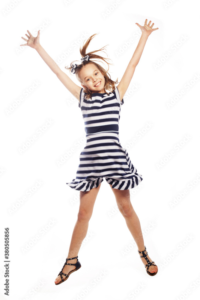girl jumps on a white background girl jumps on a white background