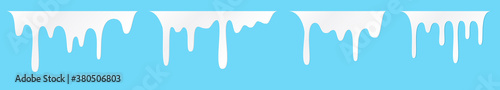 White melt drips or liquid sauce and milk drops. White liquid or melted chocolate drips, milk current paint.