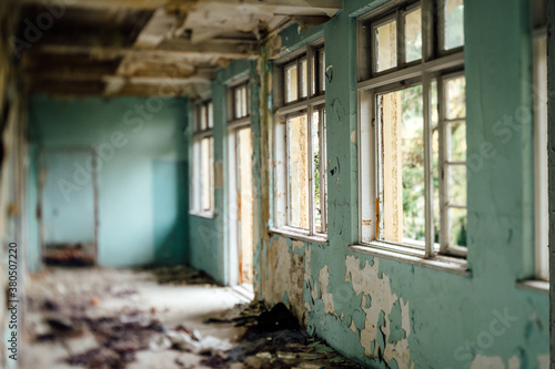 Corridor in an abandoned hospital photo