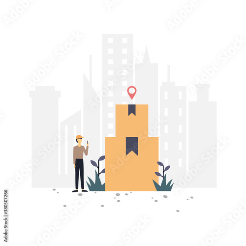 Courier delivery order flat illustration.Vector design template.Suitable for landing page, ui, website, mobile app, editorial, poster, flyer, article, and banner.