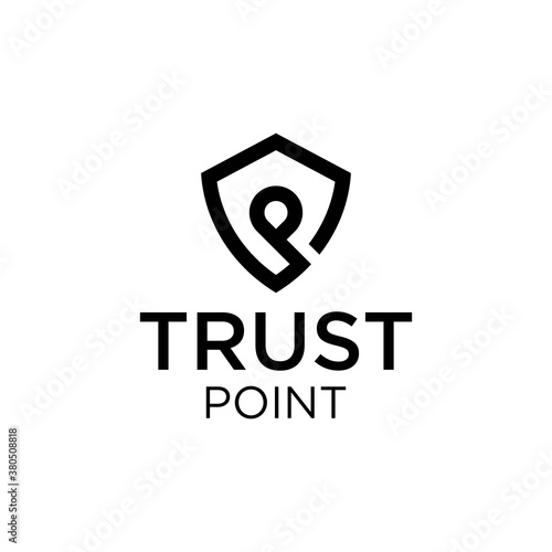 trust point logo design with shield protect concept illustration