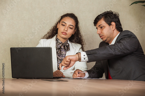 business man and woman in meeting