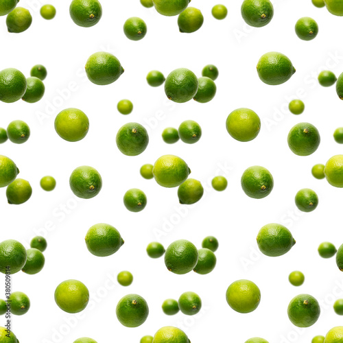 Seamless pattern with falling green lime. Tropical abstract Seamless pattern background. Lime on the white background. falling limes