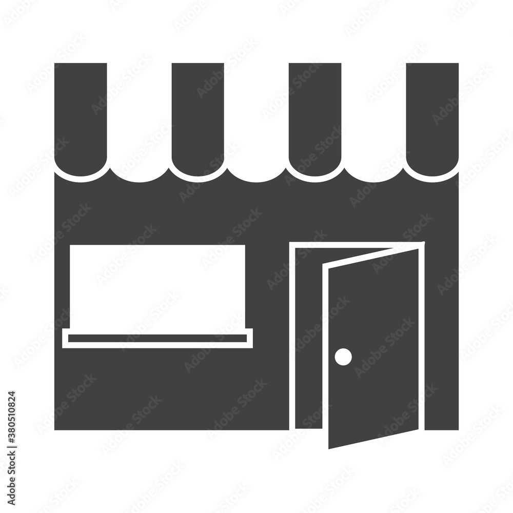 store facade open door, opening again silhouette icon store facade open door, opening again silhouette icon