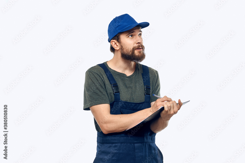 Man in working form documents loading worker service lifestyle
