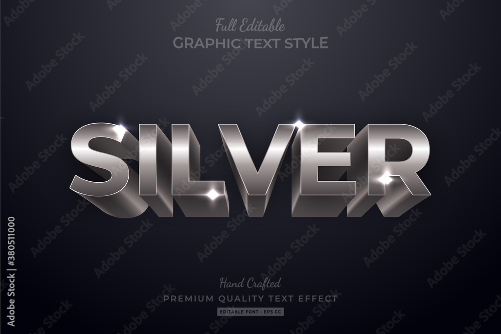Silver Shine Editable Text Style Effect