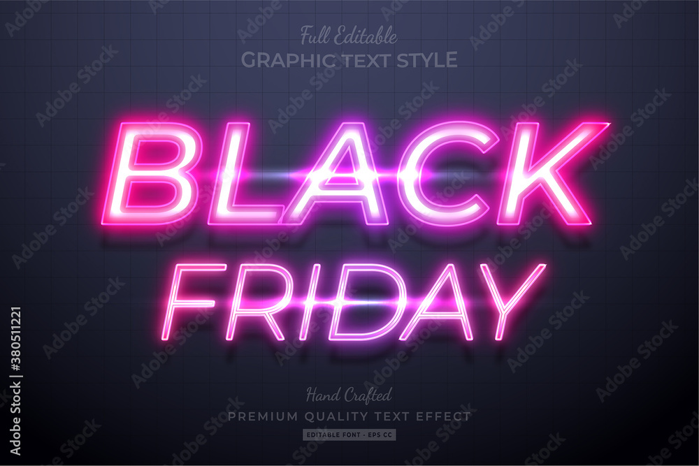 Black Friday Neon Pink Editable Text Style Effect