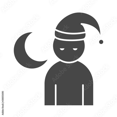 insomnia, character with hat sleepless silhouette icon style