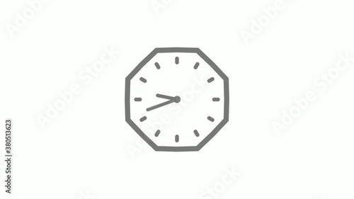 Gray color counting down clock icon on white background,clock icon