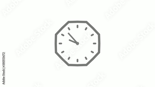 Gray color counting down clock icon on white background,clock icon