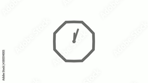 Counting down gray color 12 hours clock icon on white background,clock icon