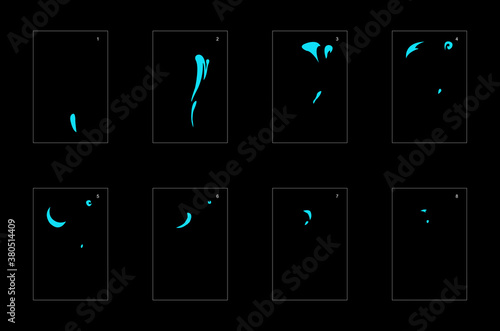 Smoke effect. blue smoke animation sprite sheet. classic smoke effect animation for game or cartoon or animation. vector style animation effect 1842.