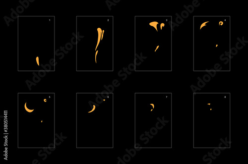 Smoke effect. dust smoke animation sprite sheet. classic dust smoke effect animation for game or cartoon or animation. vector style animation effect 1843.
