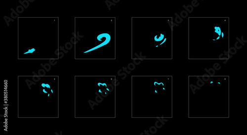 Smoke effect. blue smoke animation sprite sheet. classic smoke effect animation for game or cartoon or animation. vector style animation effect 1854.