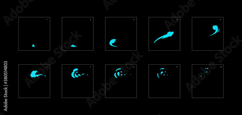 Smoke effect. blue smoke animation sprite sheet. classic smoke effect animation for game or cartoon or animation. vector style animation effect 1860.